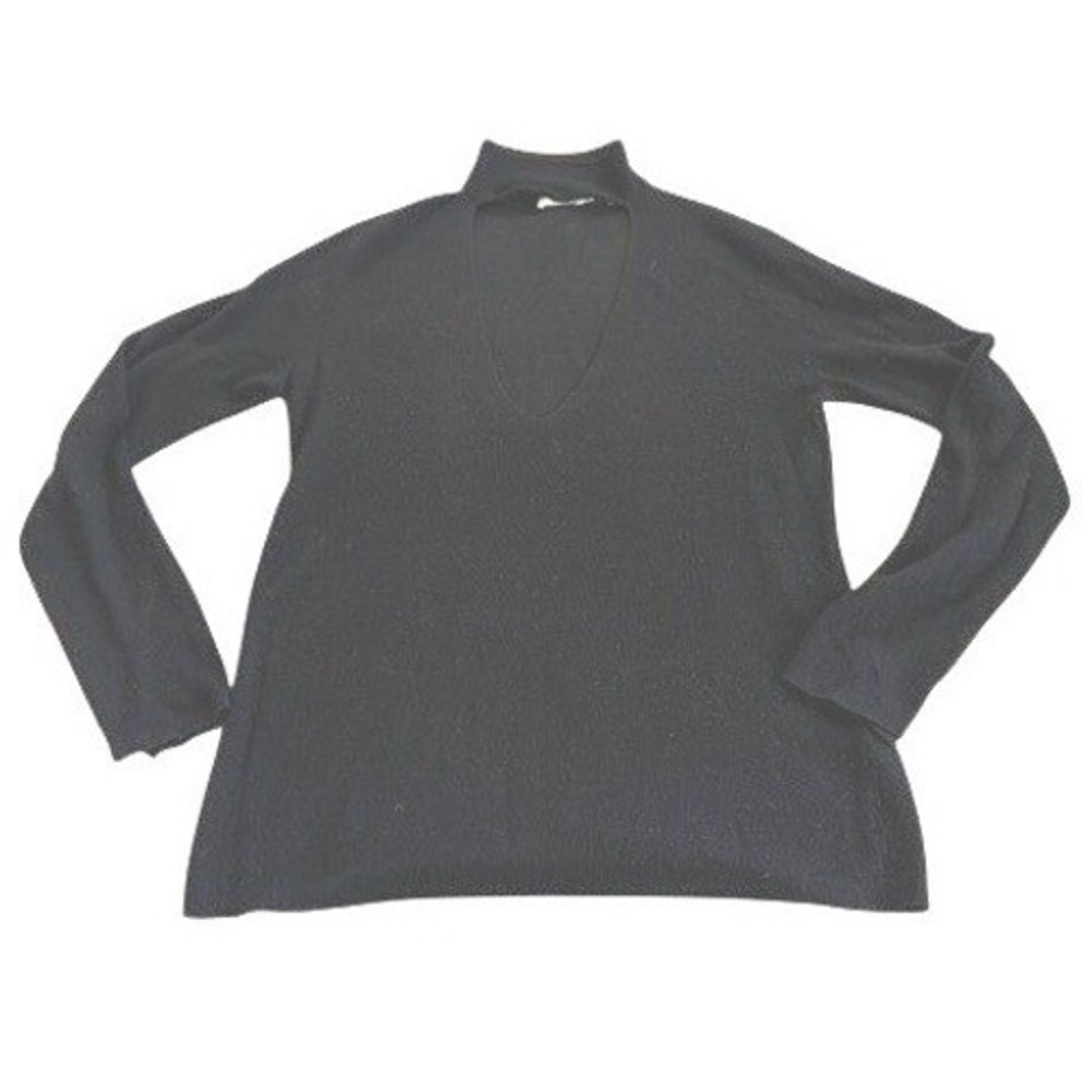 A.L.C. Caro Womens M Black Merino Wool Choker Cutout Sweater Pullover